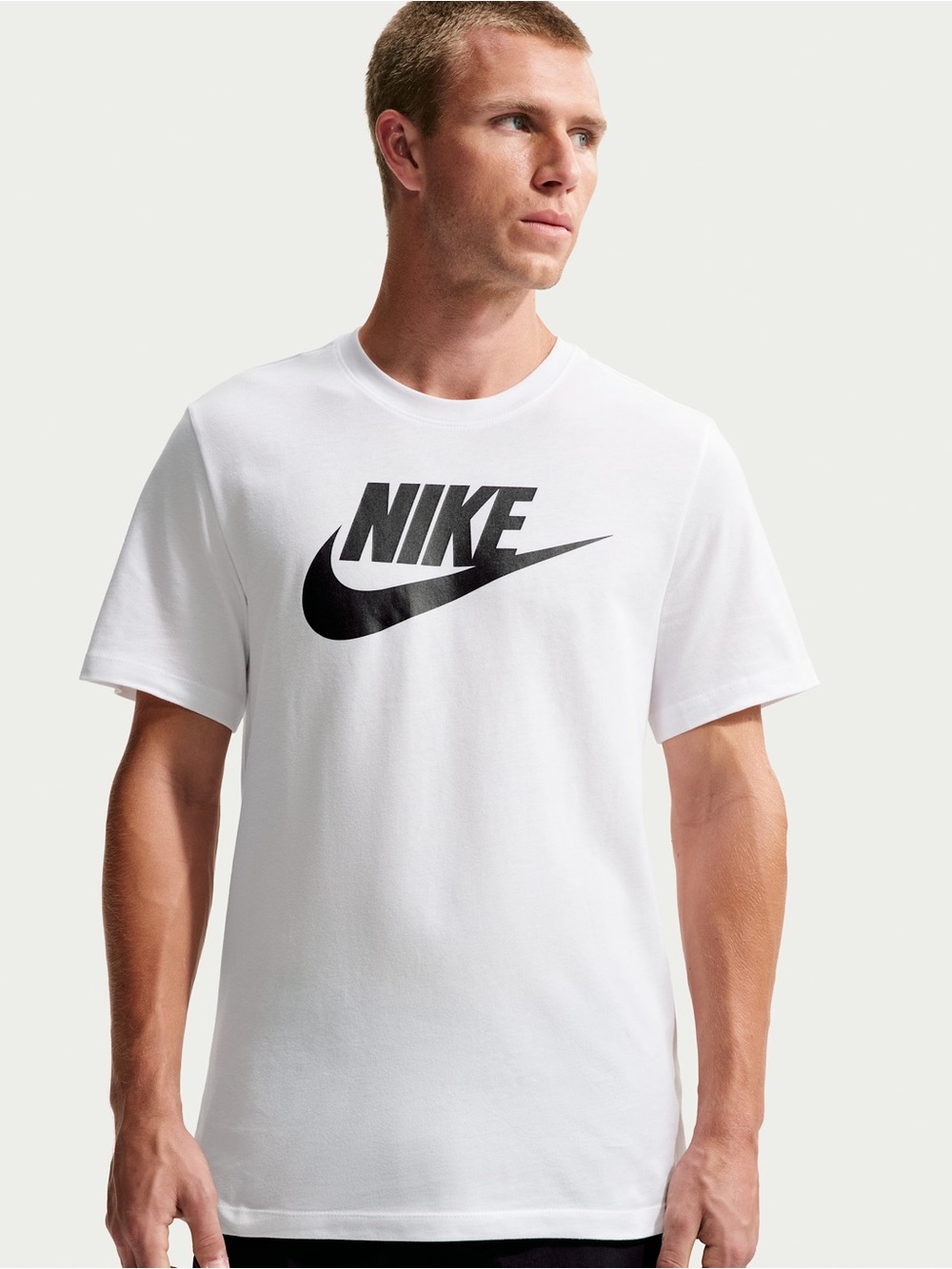 Nike White Short-Sleeve Tee with Black Logo